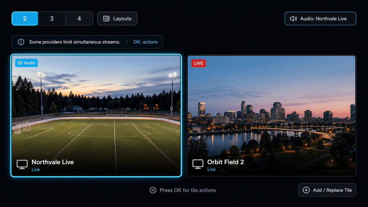 TVLok Multiview — watch multiple channels at once